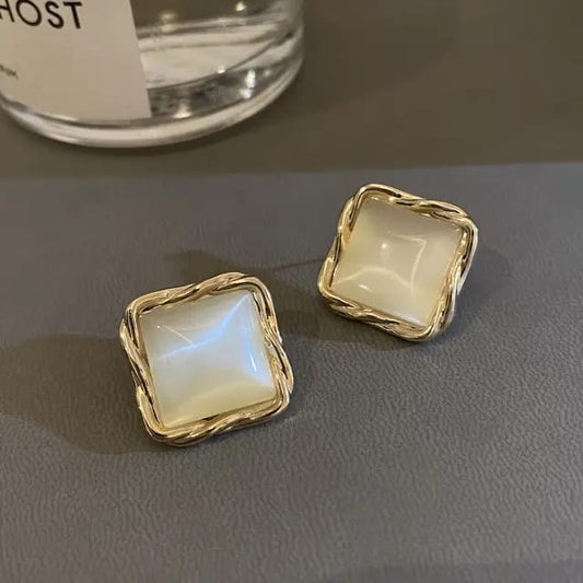 geometric square korean  studs