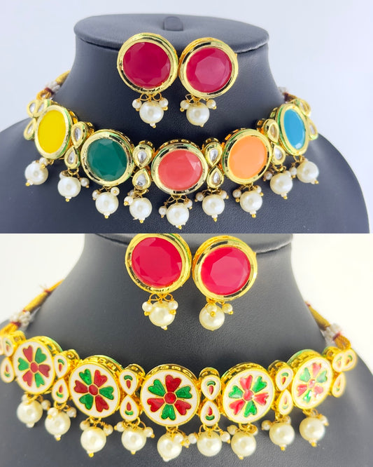Dual 2 in 1  Kundan   Necklace  set