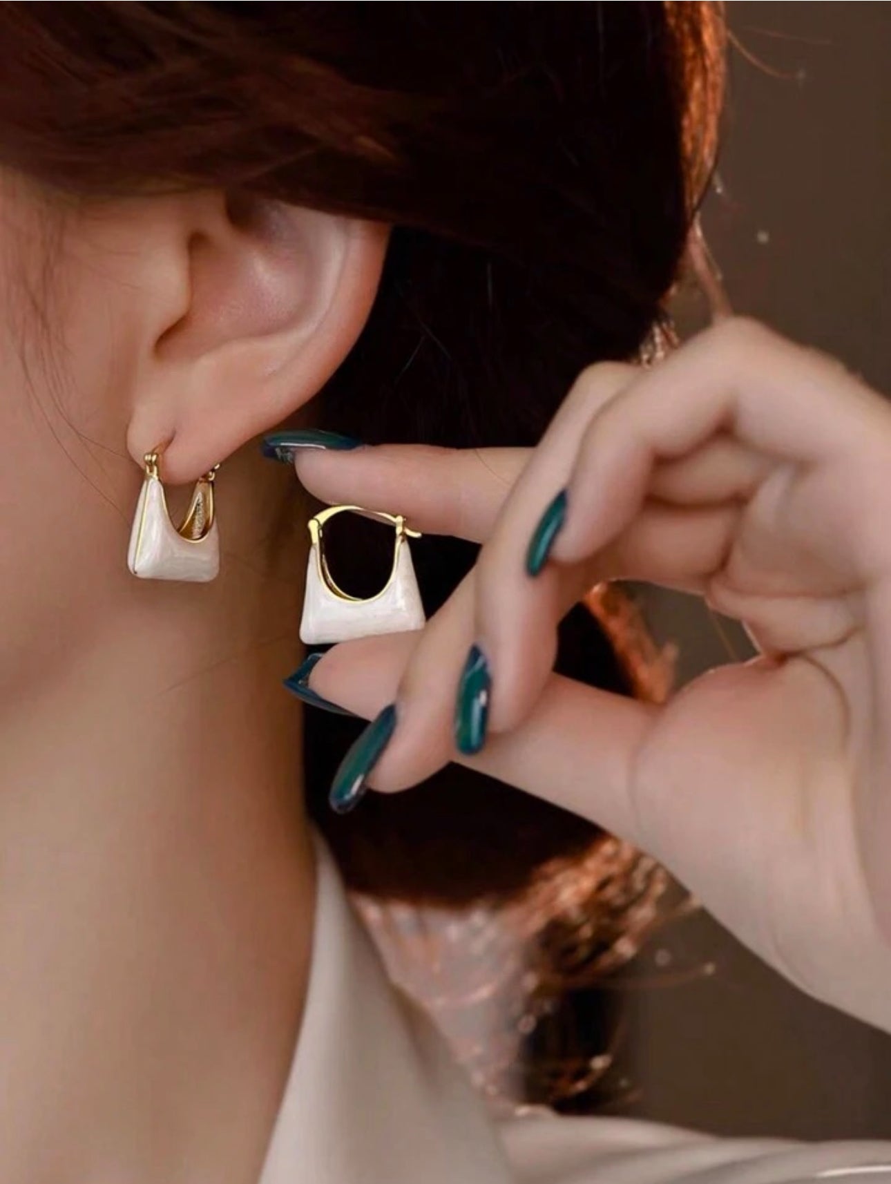 Enameled  bag shaped earrings