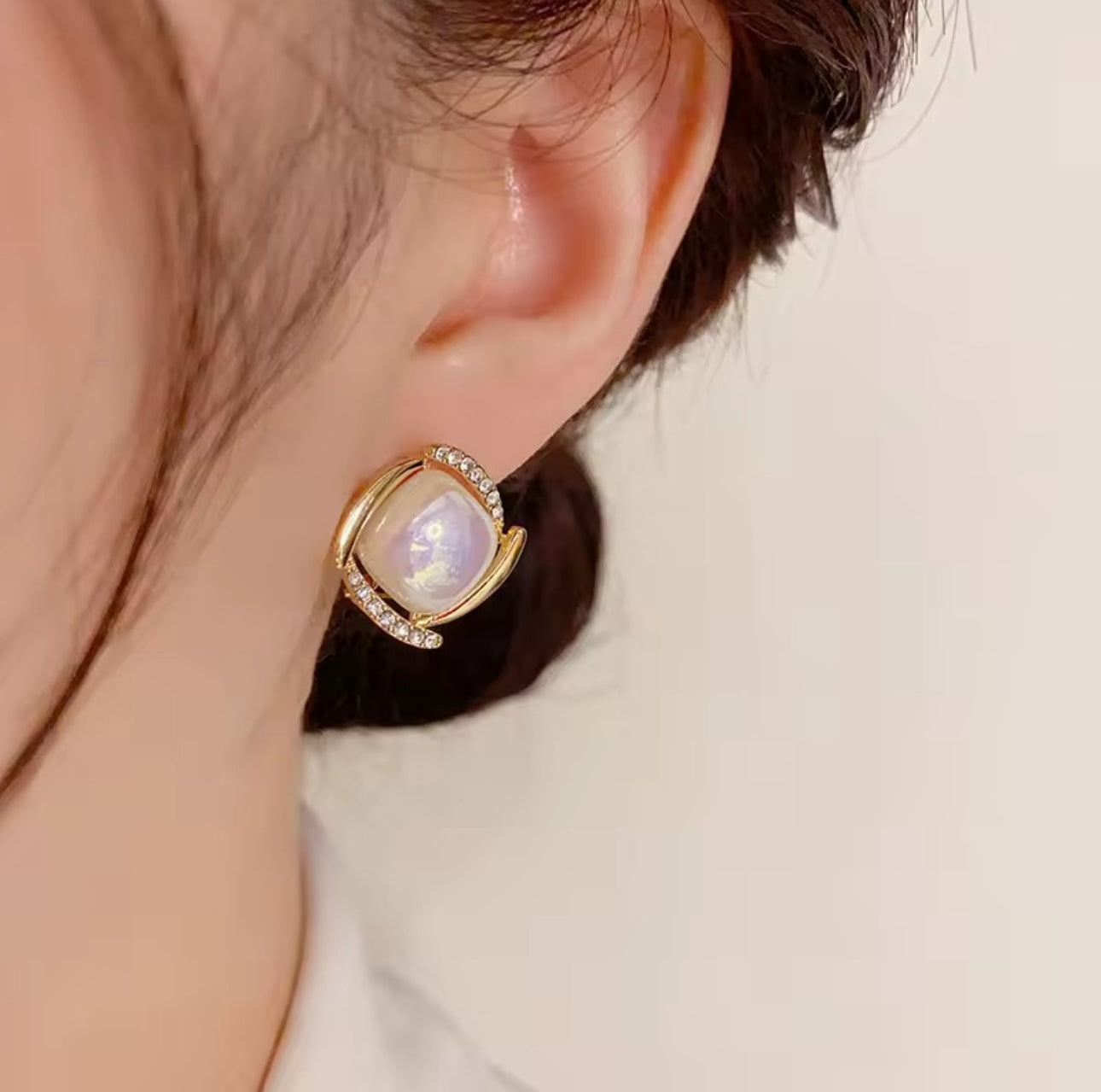 pearl diamond  stud  Korean earrings