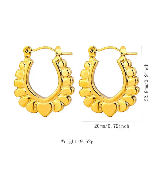 U heart hoop anti tarnish earrings