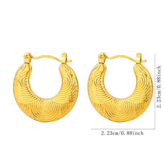 Textured circular  heart hoop anti tarnish earings