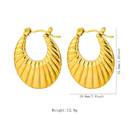 Textured hoop anti tarnish earings