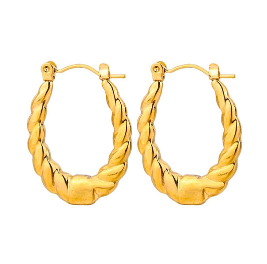 Twisted style U  hoop anti tarnish earings