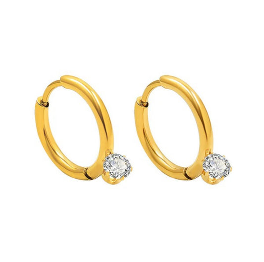 Gold huggie hoop anti tarnish earrings