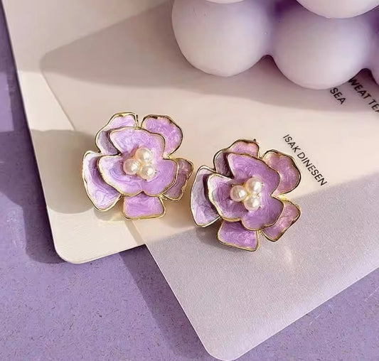 Lavender flower  stud earrings