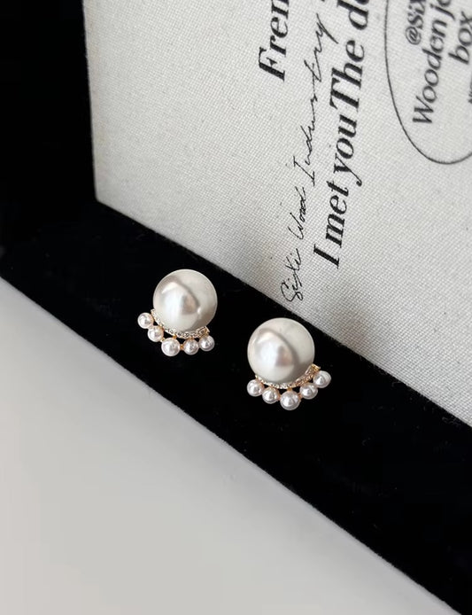 Faux pearl stud earrings