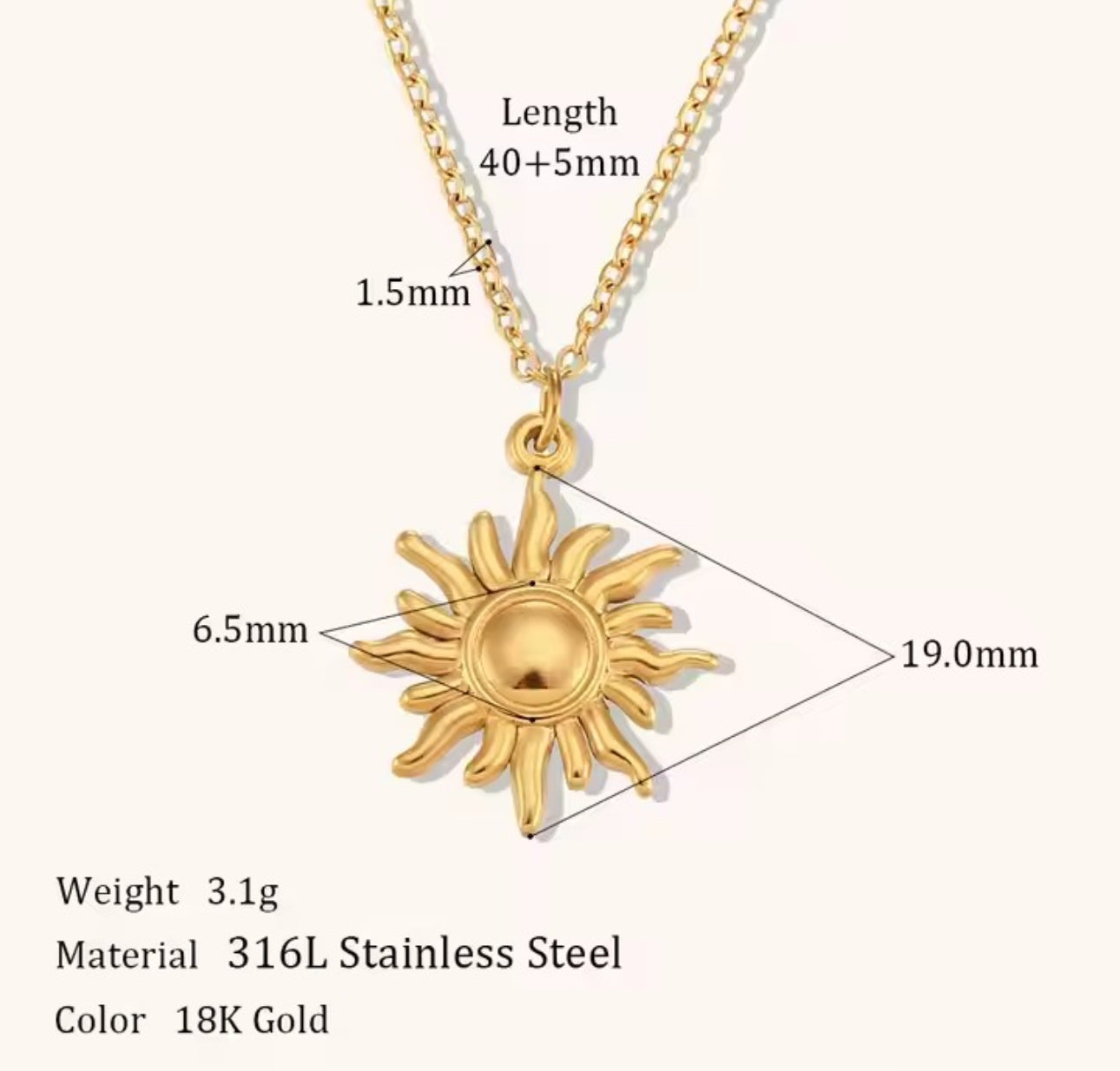 Sun pendant  necklace