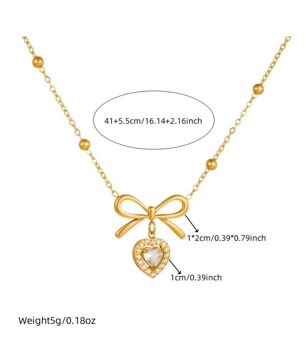 Diamond bowknot beads chain necklace