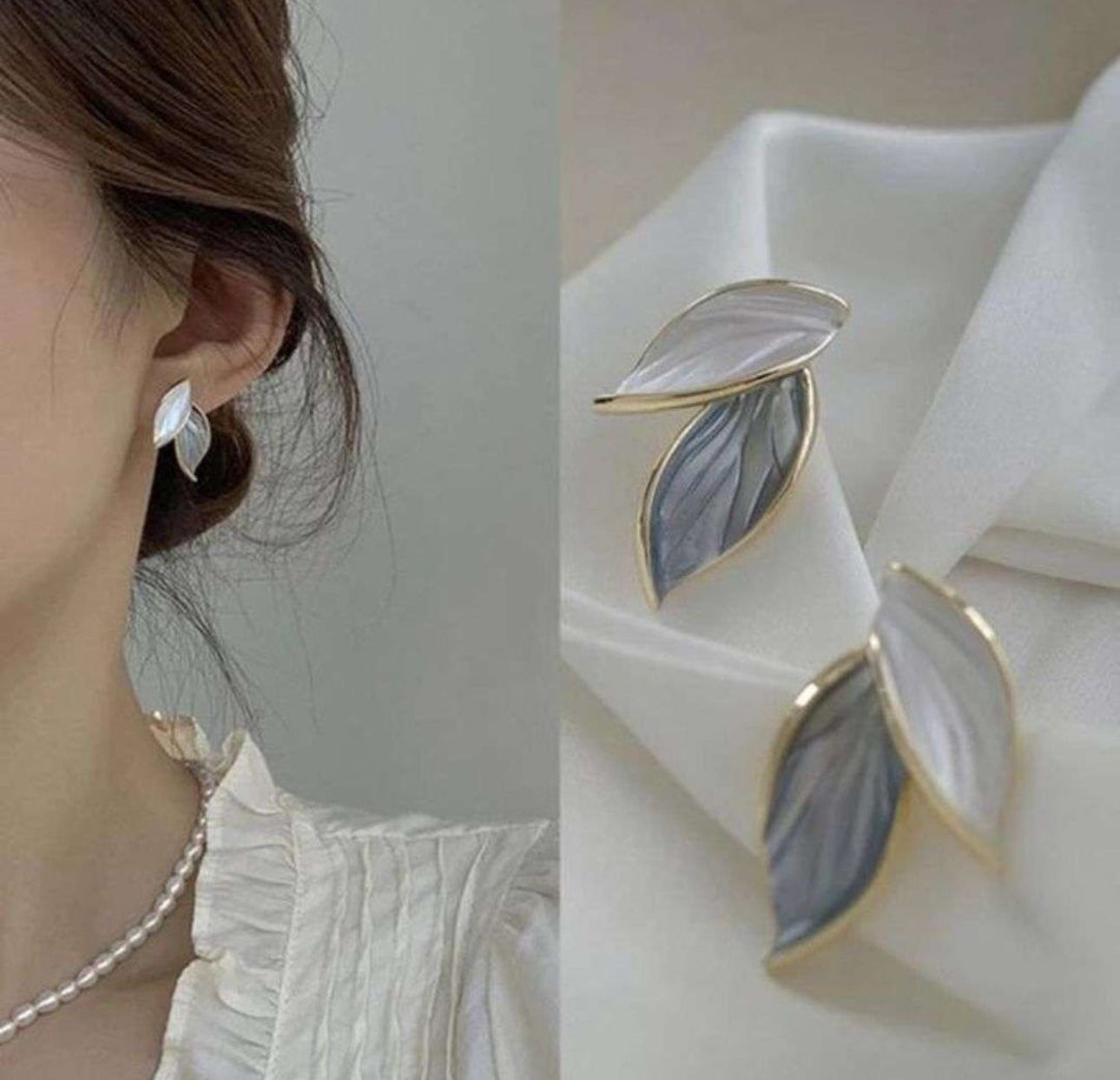Oil painted leaf studs