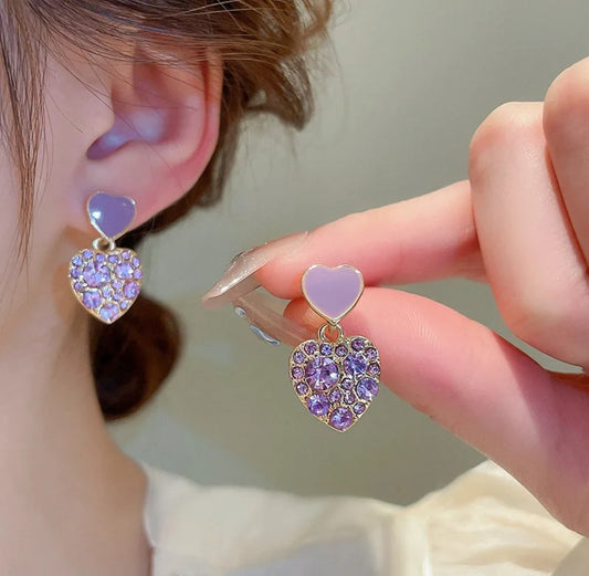 Trendy heart Purple Korean dangler