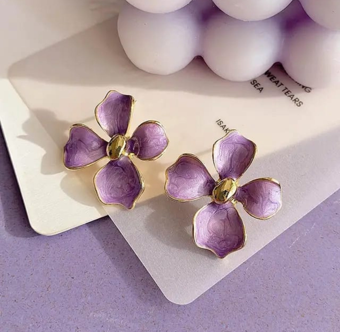 Lavender flower  stud earrings