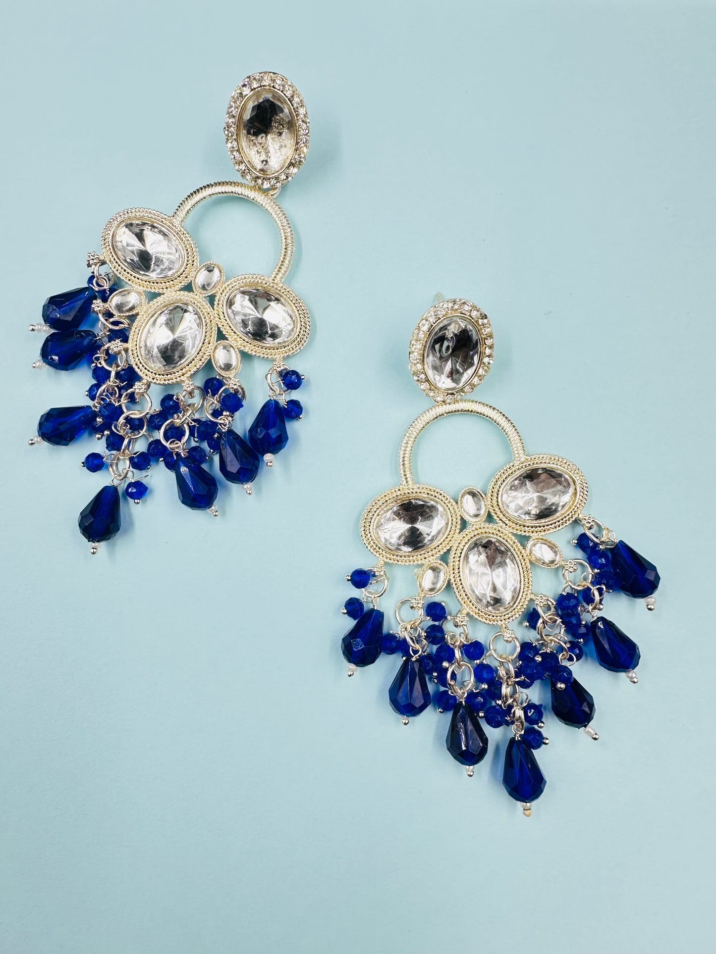 Blue  Chandbali Earring