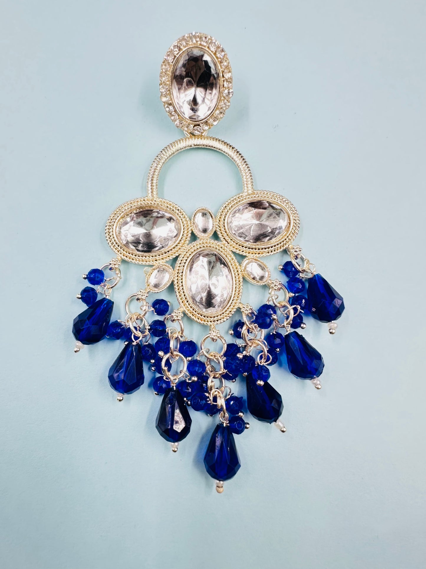 Blue  Chandbali Earring