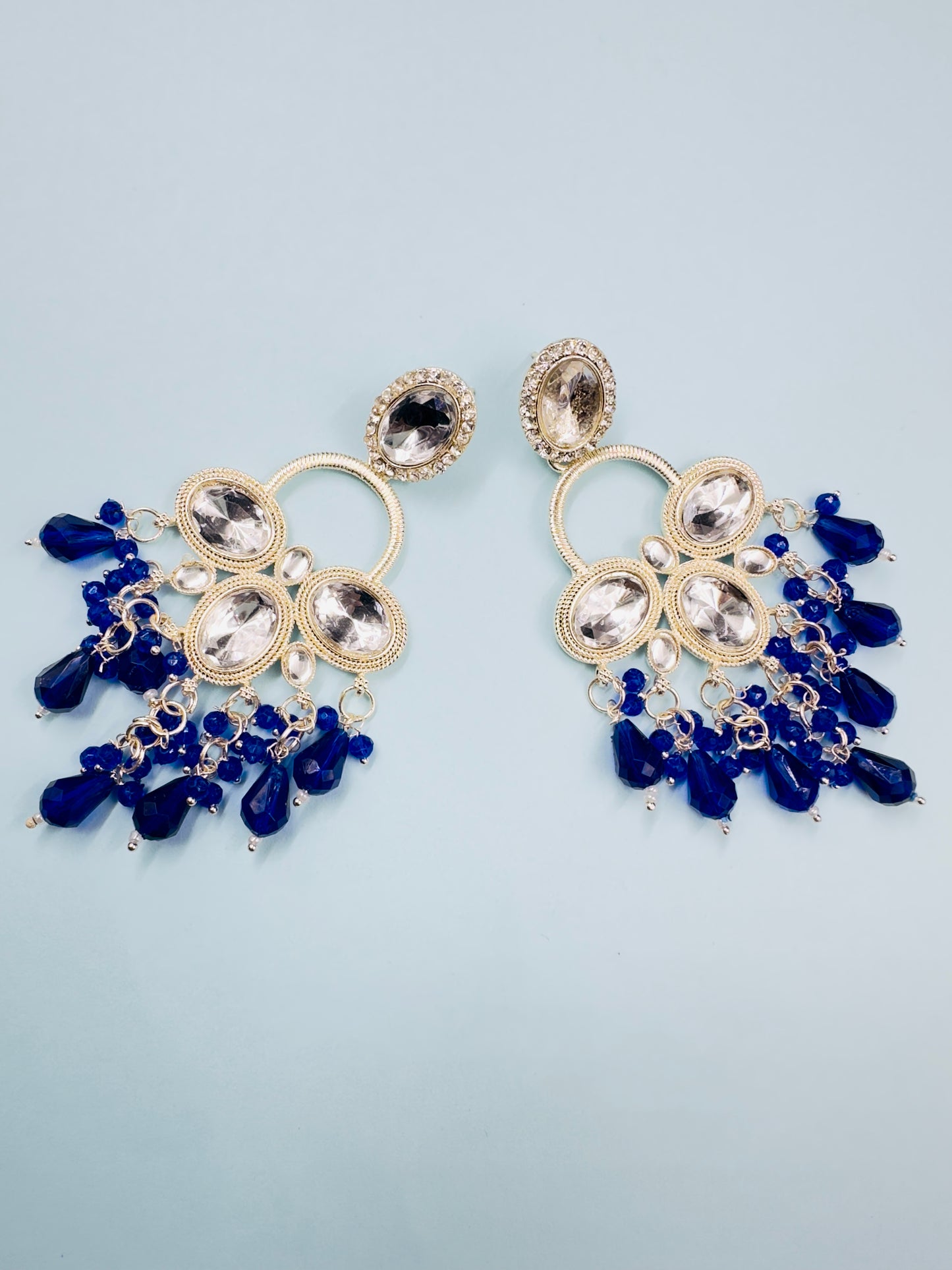 Blue  Chandbali Earring