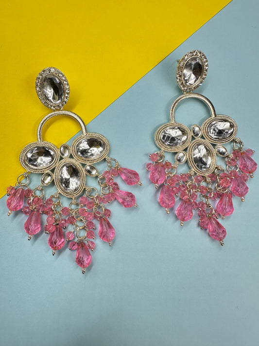 Pink Chandbali Earrings