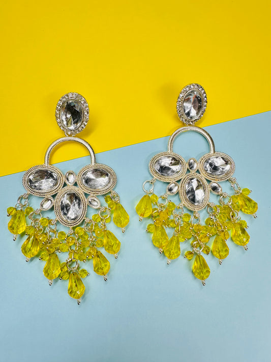 Yellow  Chandbali Earrings