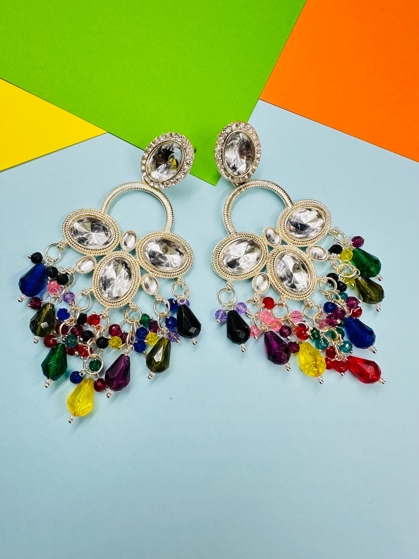 Multicolour Chandbali Earrings