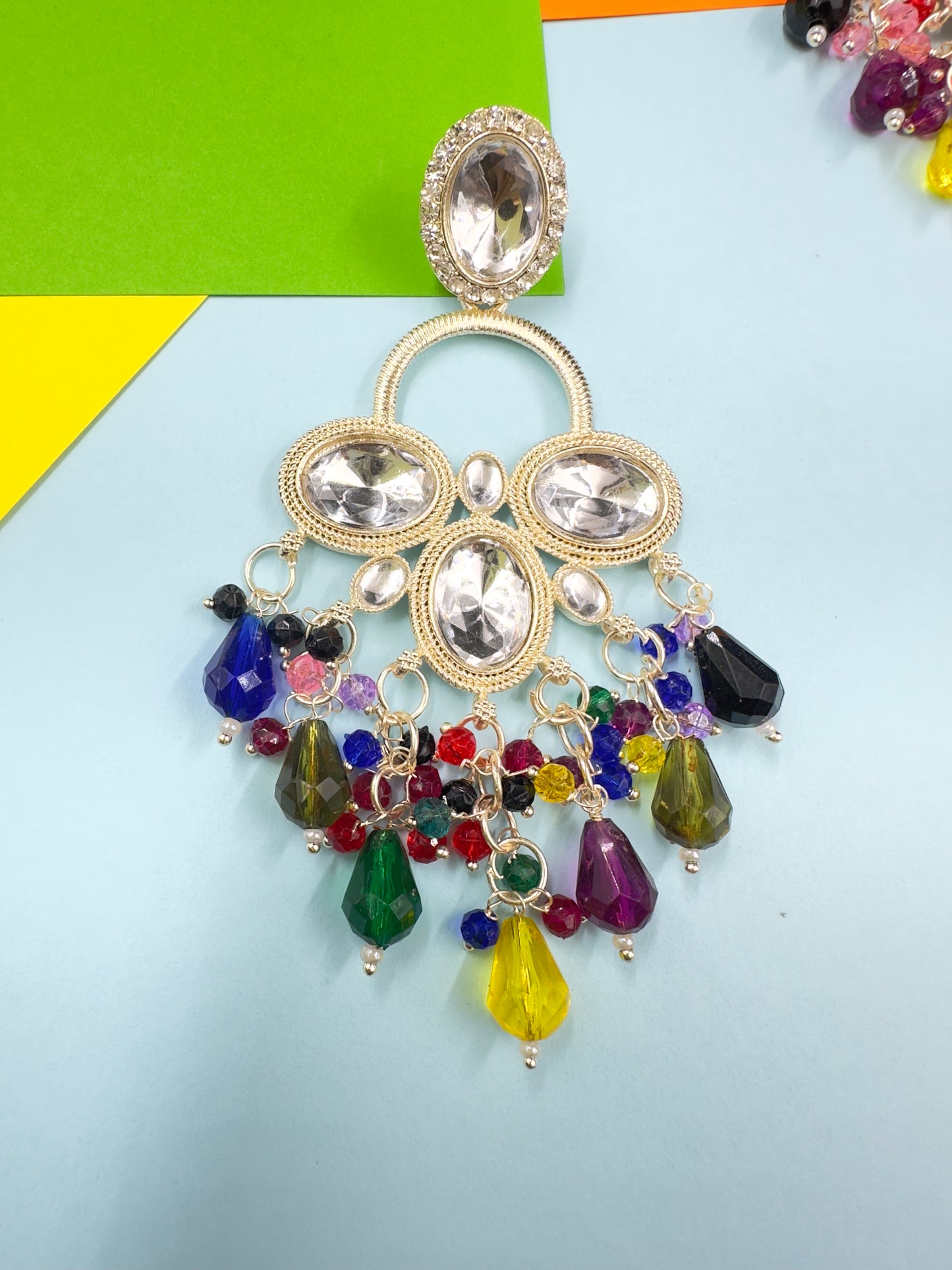 Multicolour Chandbali Earrings