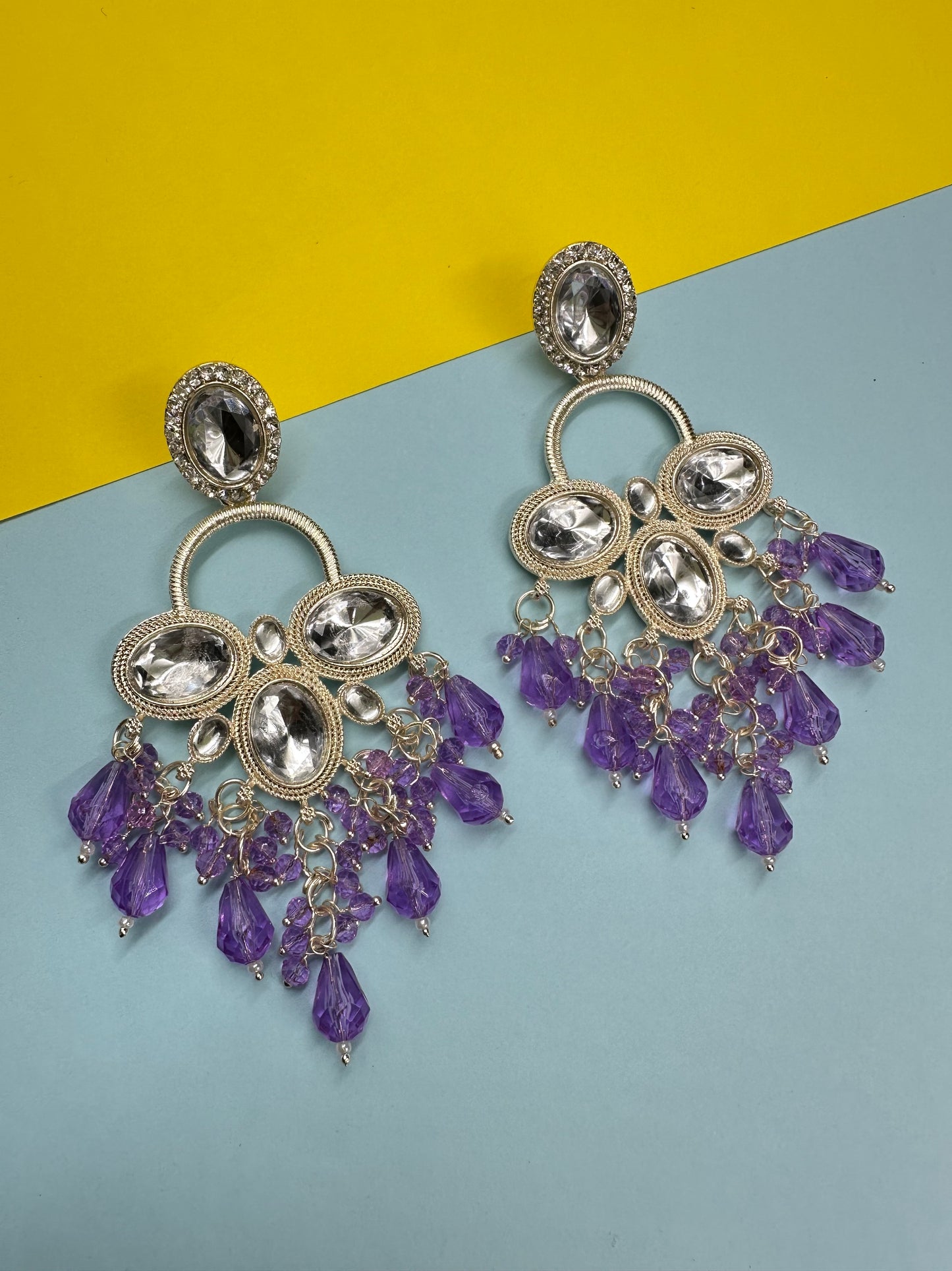 Violet  Chandbali Earrings
