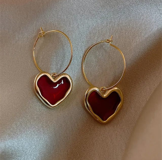 Red  enamelled oil painted  hoops