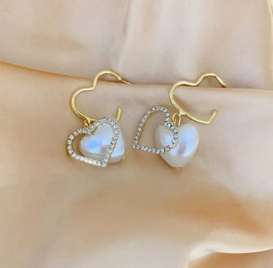 Korean pearl dangle earrings