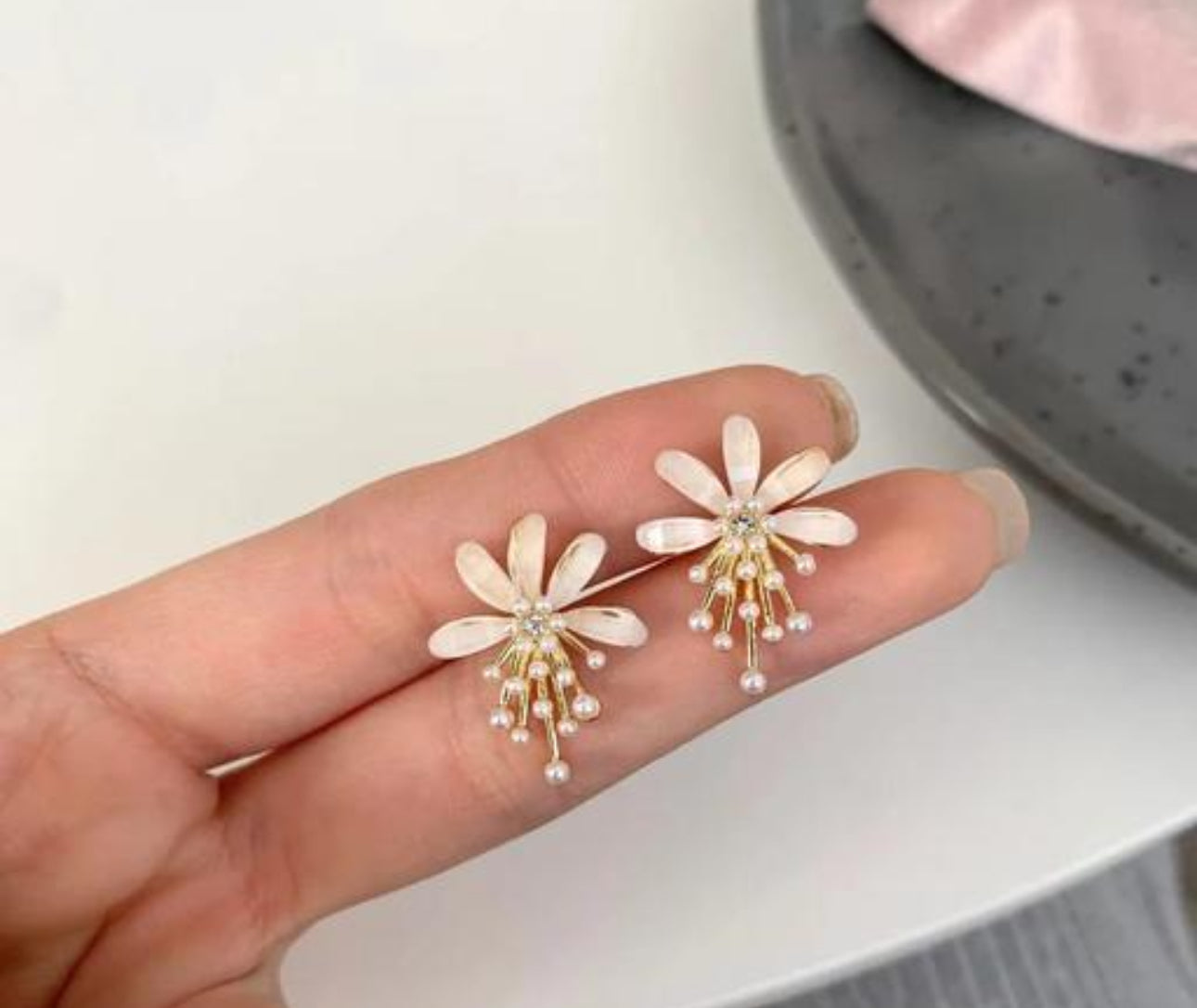 Crystal fairy flower bunch stud earrings