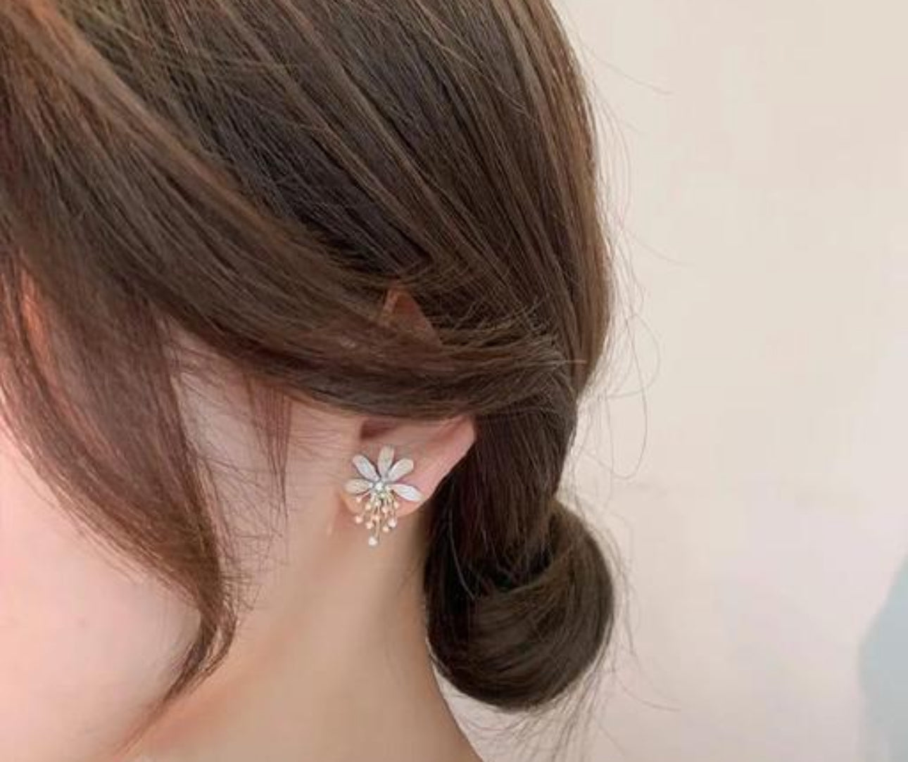 Crystal fairy flower bunch stud earrings