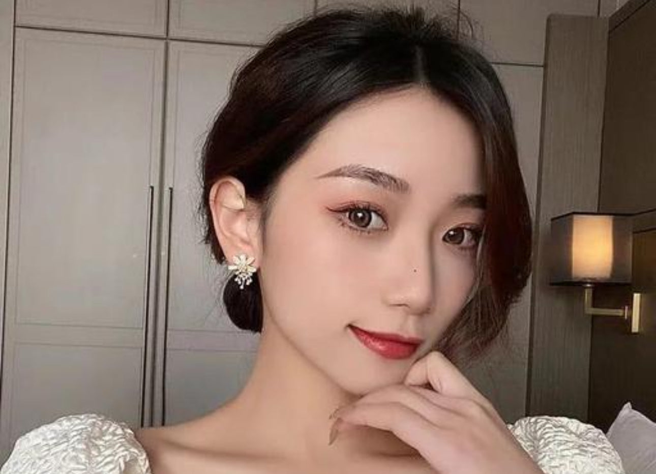 Crystal fairy flower bunch stud earrings