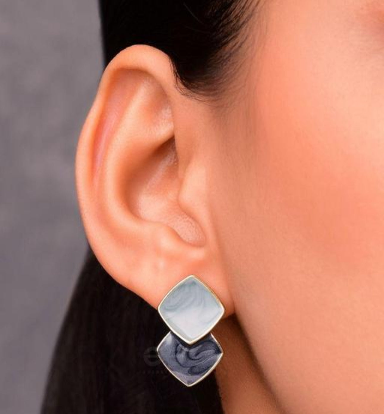 Black  Dual tone enamel geometric studs