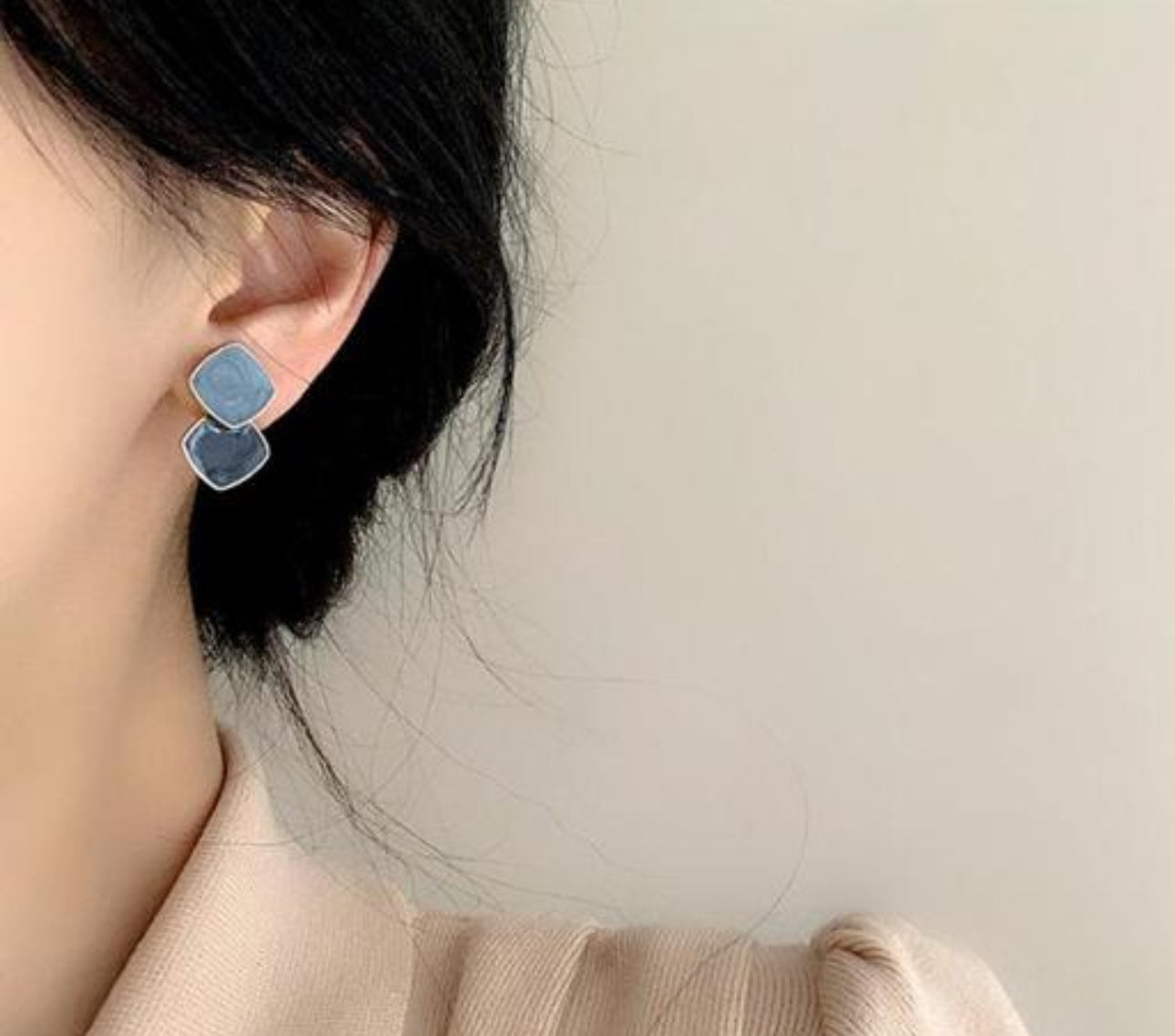 Black  Dual tone enamel geometric studs