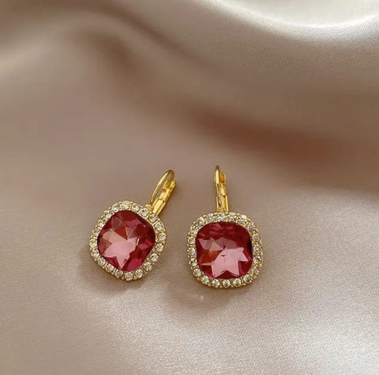 Pink crystal  stud earrings