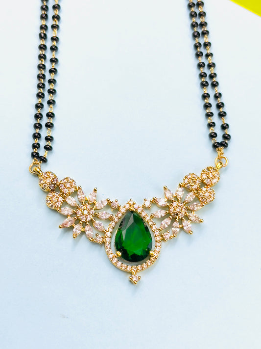 Green  Double layer Mangalsutra