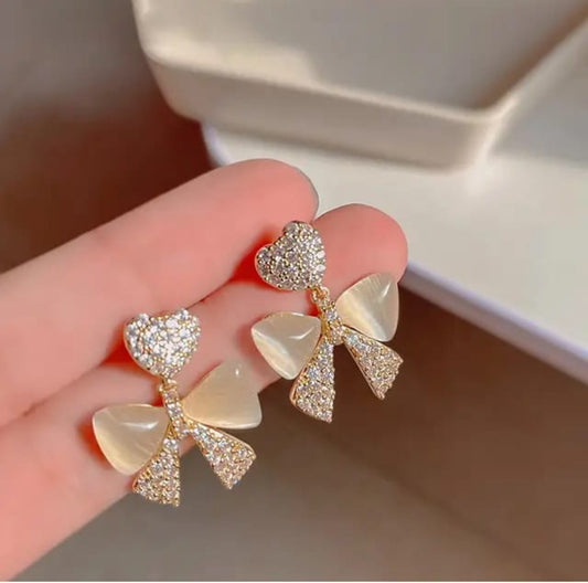 Rhine stone  bow earrings