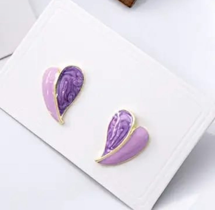 Purple   leaf stud earrings