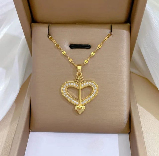 Golden heart  anti tarnish  chain