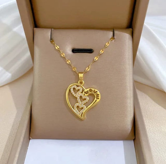 Golden heart  anti tarnish  chain