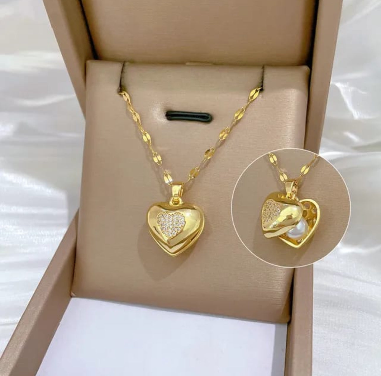 Golden heart  anti tarnish  chain