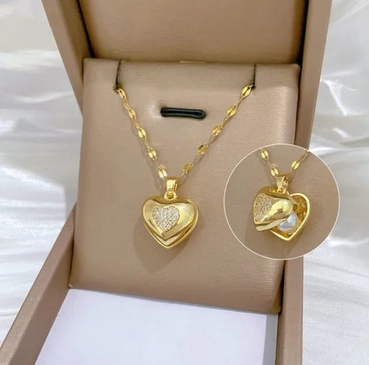 Golden heart  anti tarnish  chain