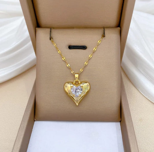 Golden heart  anti tarnish  chain