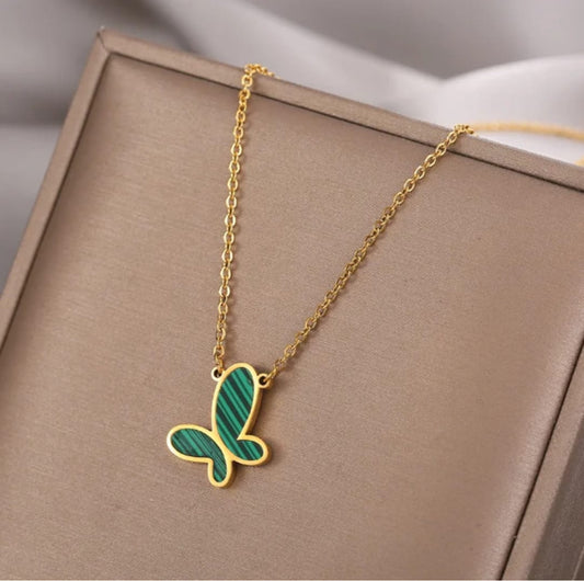 Green butterfly anti tarnish chain