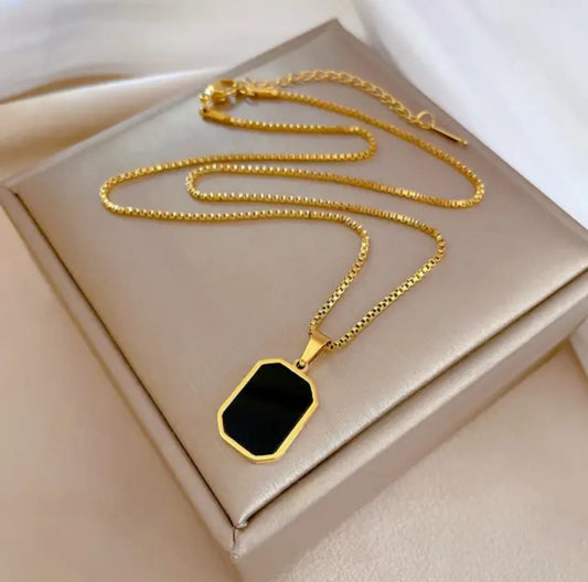 Black golden square anti tarnish chain