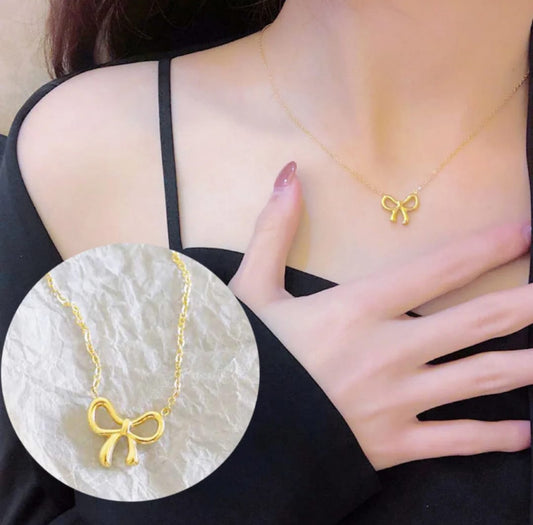 Trendy  bow knot anti tarnish necklace
