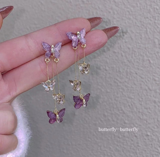 Purple butterfly Korean crystal dangler