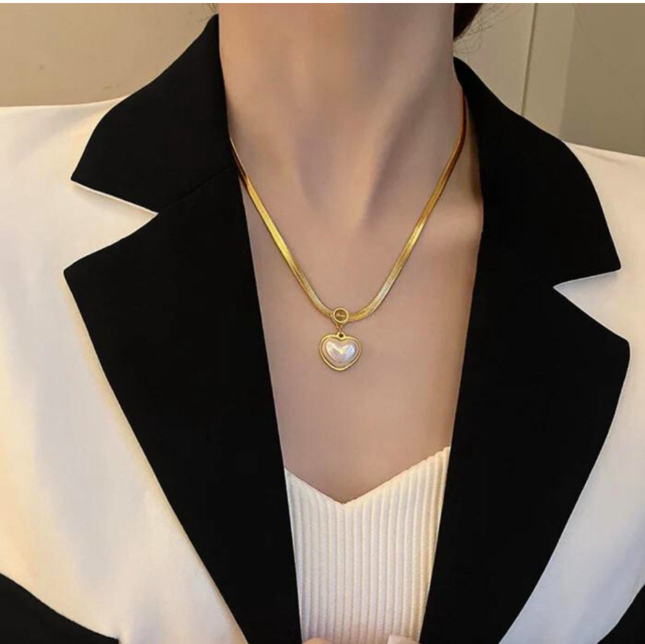 Golden heart  anti tarnish  chain