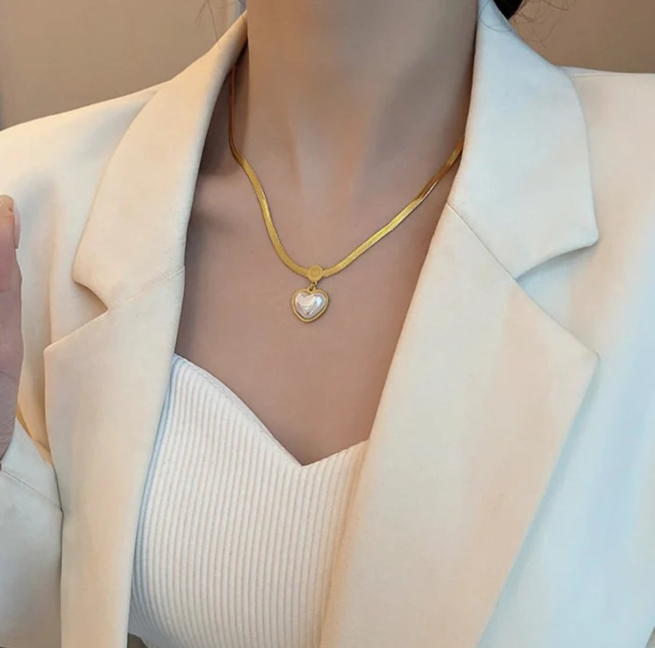 Golden heart  anti tarnish  chain
