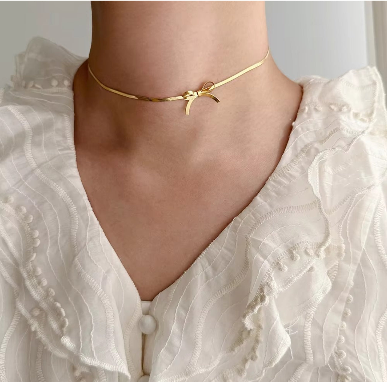 bowknot snake  chain necklace