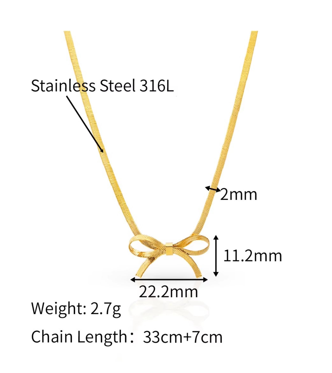 bowknot snake  chain necklace