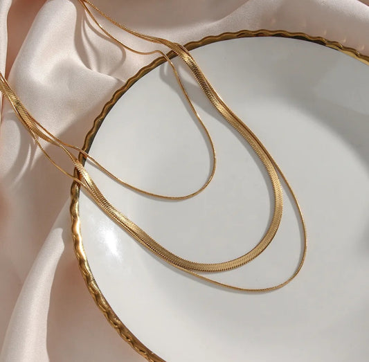 Triple  layer snake chain  anti tarnish necklace
