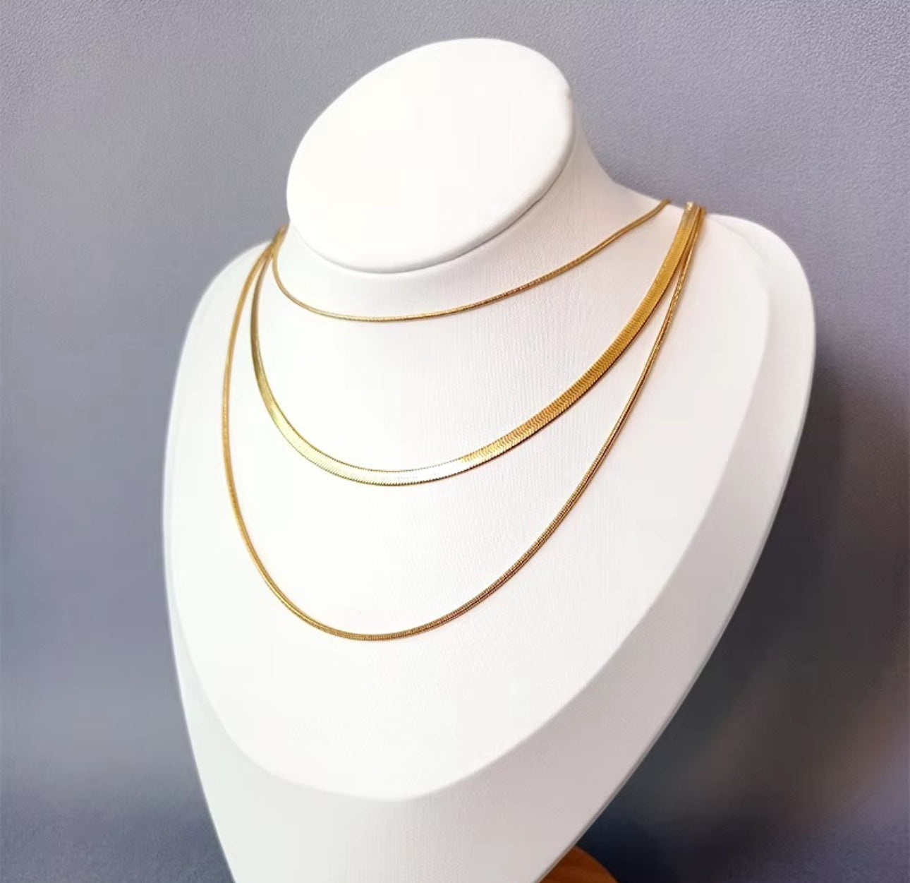 Triple  layer snake chain  anti tarnish necklace